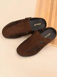 MENGLER Men Brown Suede Comfort Sandals