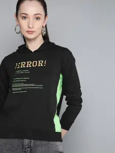 Kook N Keech Women Black Typography Printed Hooded Sweatshirt