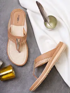 Shezone Women Beige Open Toe Flats