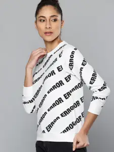 Kook N Keech Women White & Black Typographic Print Sweatshirt