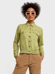 Bewakoof Green Shirt Style Top