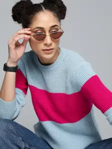 Kook N Keech Women Blue & Pink Striped Pullover