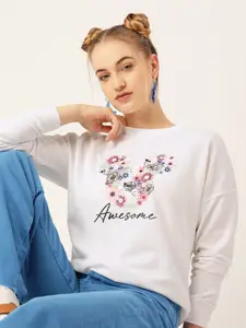 Kook N Keech Disney Women White Typography Printed Sweatshirt