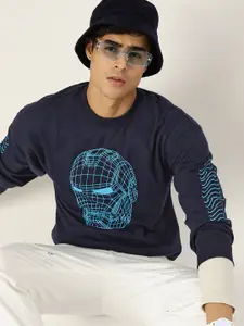 Kook N Keech Marvel Men Navy Blue Printed Sweatshirt
