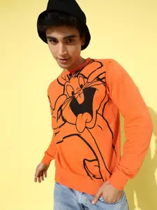 Kook N Keech Looney Tunes Men Orange Printed Graphic Sweatshirt