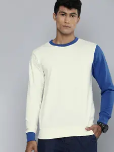 Kook N Keech Men White Solid Sweatshirt with Contrast Sleeve