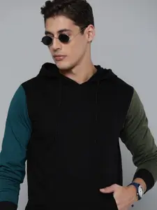 Kook N Keech Men Black Solid Hooded Sweatshirt