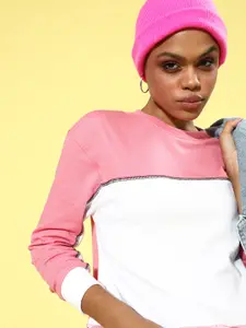 Kook N Keech Women Pink Colourblocked Sweatshirt