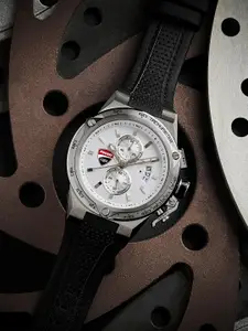DUCATI CORSE Men White Dial & Leather Textured Straps Analogue Watch DTWGC2019104