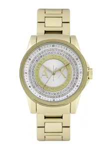Armani Exchange Women Silver-Toned Embellished Dial Watch AX4321