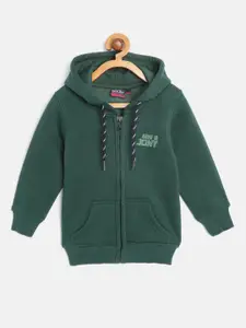 Gini and Jony Boys Green Brand Logo Print Hooded Sweatshirt