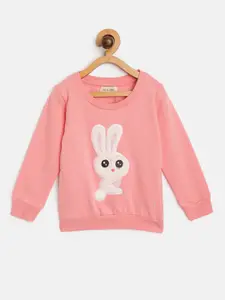 Gini and Jony Infant Girls Pink Cotton Bunny Rabbit Applique Sweatshirt
