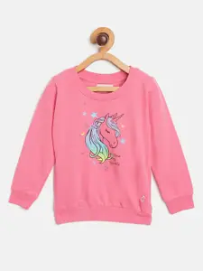 Gini and Jony Infant Girls Pink Cotton Printed Sweatshirt