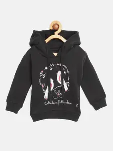 Gini and Jony Infant Girls Black & White Conversational Print Hooded Sweatshirt