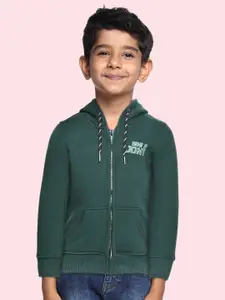 Gini and Jony Boys Green Brand Logo Print Hooded Sweatshirt