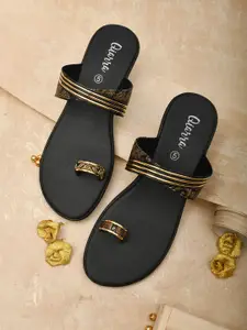 Ajanta Black Wedge Sandals