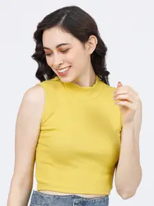 Tokyo Talkies Women Yellow High Neck T-shirt