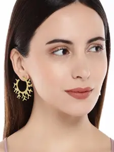 OOMPH Gold-Toned Circular Filigree Drop Earrings