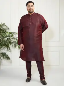 VASTRAMAY Men Burgundy Kurta with Pyjamas