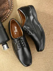 Azzaro Black Men Black Textured Formal Derbys