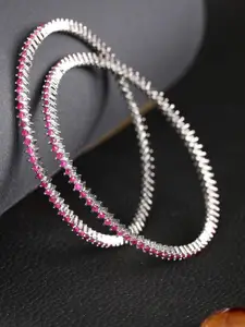 Priyaasi Women Purple Stones Silver-Plated Bangles Set of 2