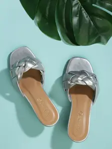 Tokyo Talkies Silver Kitten Heeled Sandals