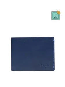 Teakwood Leathers Men Blue Solid Leather Two Fold Wallet with RFID