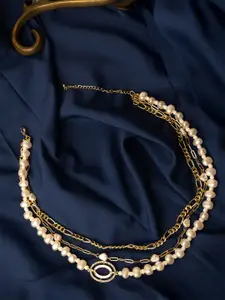 VOGUE PANASH  Gold-Plated White Handcrafted Multi-Layered Necklace