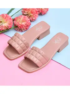 Zebba Pink Checked Cushioned Slip On Heel