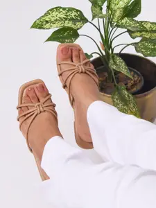 Zebba Women Beige Open Toe Flats