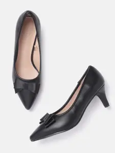 Allen Solly Women Black Solid Pumps with Bow Detail