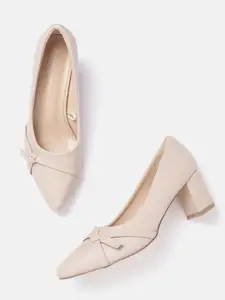 Allen Solly Women Nude-Coloured Solid Pumps with Knot Detail