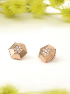 AMI Rose Gold Geometric Studs Earrings