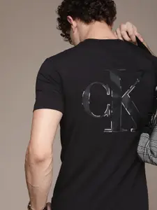 Calvin Klein Jeans Men Black Printed Back Brand Logo T-shirt