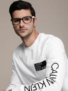 Calvin Klein Jeans Men White & Black Printed Sweatshirt