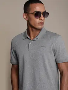 Calvin Klein Jeans Men Grey Polo Collar Pure Cotton Casual T-shirt