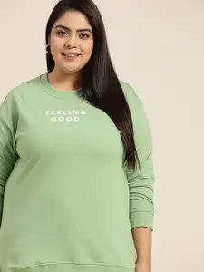 Sztori Women Green Plus Size Sweatshirt with Printed Detail