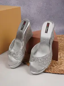Get Glamr Silver-Toned Wedge Sandals