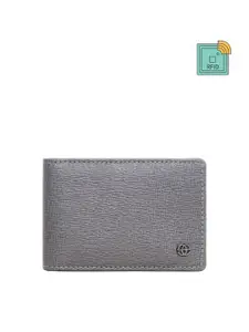 Eske Men Grey Textured Leather Money Clip with RFID