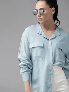 Roadster Women Blue Solid Casual Shirt