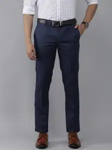 Arrow Men Navy Blue Tailored Fit Formal Trousers