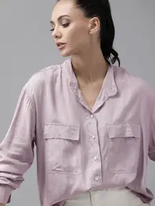 Roadster Women Lavender Solid Casual Shirt