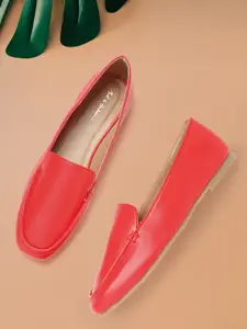 Mast & Harbour Women Red Solid Loafers
