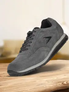 Power Men Grey Leather Road Running Non-Marking Shoes