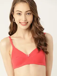 DressBerry Coral Red Solid Everyday Bra Medium Coverage