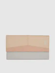 Baggit Women Grey & Beige Colourblocked Three Fold Wallet