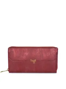 Baggit Women Red Self Design Zip Around Wallet