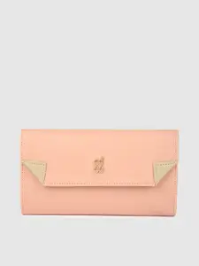 Baggit Women Peach-Coloured & Beige Textured Synthetic Leather Envelope