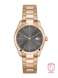 Lacoste Women Grey Brass Dial & Rose Gold Toned Stainless Straps Analogue Watch 2001177