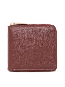 KLEIO Women Brown Textured Zip Around Wallet